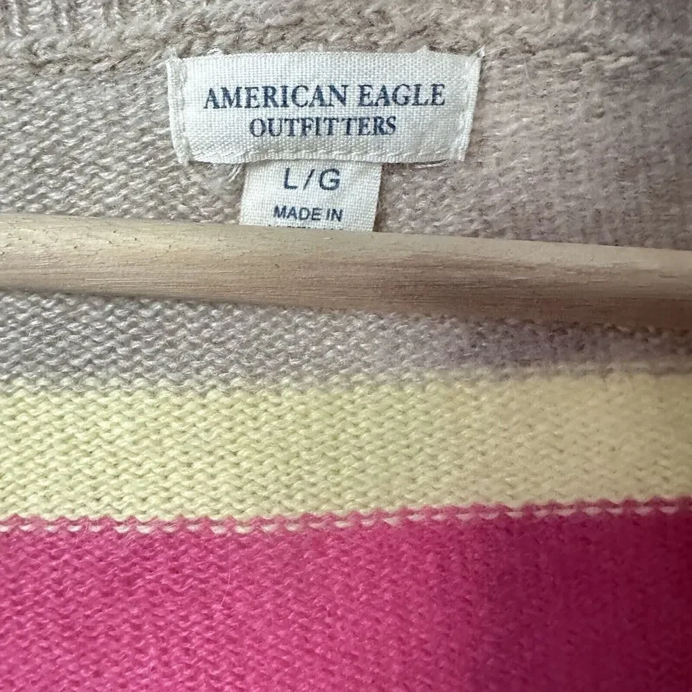 American Eagle Sweater Angora Wool Cashmere Pullover Varsity Preppy Casual L